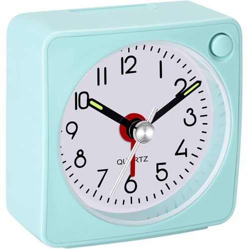 Réveil analogique classique analogique avec fonction snooze et lumière,réveil sans tic-tac, mouvement à quartz silencieux, alarme Crescendo,Réveil de Voyage (Vert)
