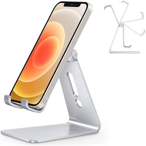 Support Téléphone, Support Téléphone Bureau Multi-Angles Réglable, Support Téléphone Portable En Aluminium ,Support Paresseux De Bureau Pliant-Argenté[Y]