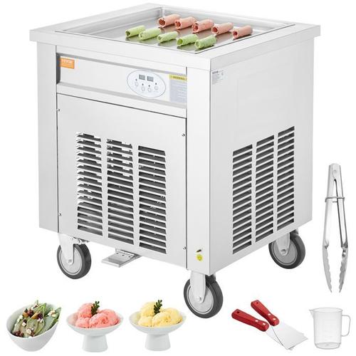 Machine à Glace Roulée 50x50x3,5 cm-VEVOR-Plancha à Glace Roulée Commerciale en Inox Alimentaire-Bars Cafés Boutiques de Desserts