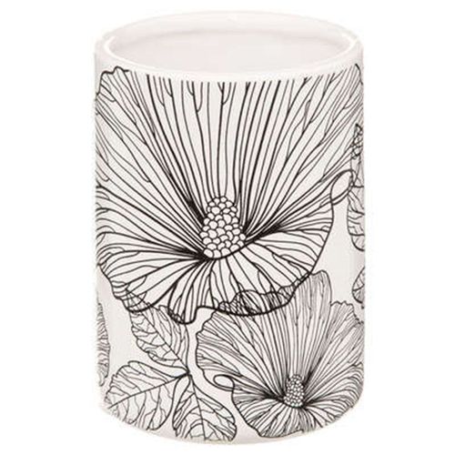 Gobelet Salle De Bain "Blackflora" 11cm Blanc
