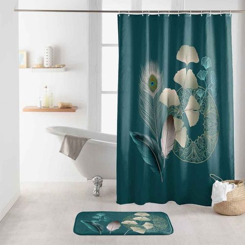 Paris Prix - Rideau De Douche "Ginkoblue" 180x200cm Vert