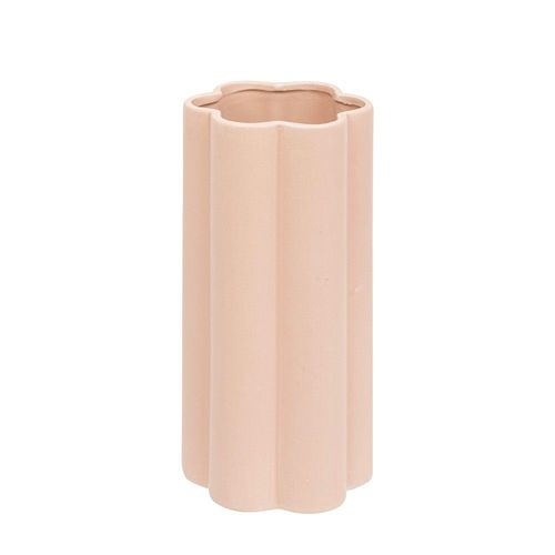 VASE CÉRAMIQUE FORME FLEUR 28CM ROSE CLAIR