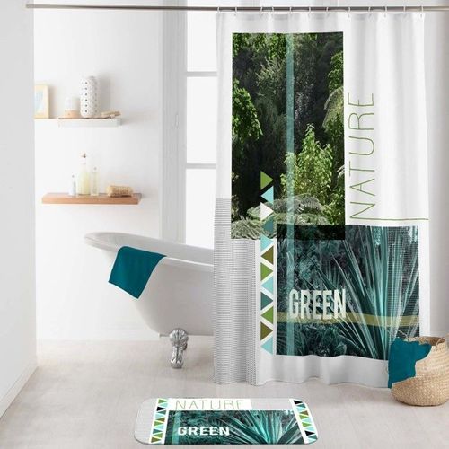 Paris Prix - Rideau De Douche "Green Nature" 180x200cm Blanc