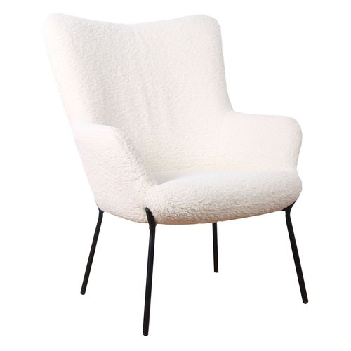 Fauteuil En Tissu Bouclette Écru Eira