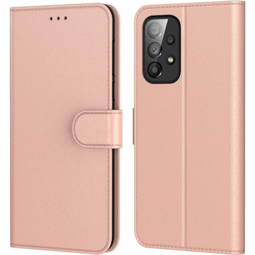 Coque Pour Samsung Galaxy A33 5g, Coque Samsung A33 5g, Etui Protection Housse Premium En Cuir Pu,Pochette Flip Case Compatible Avec Samsung Galaxy A33 5g Book Rose