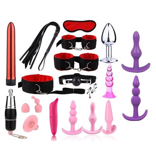 Kit De Jouets Bdsm Pour Bondage Spécial, 18 Pièces, Ensemble Sûr Et Confortable, Base En T Stimulant, Plug Anal, Pince À Seins, Dés