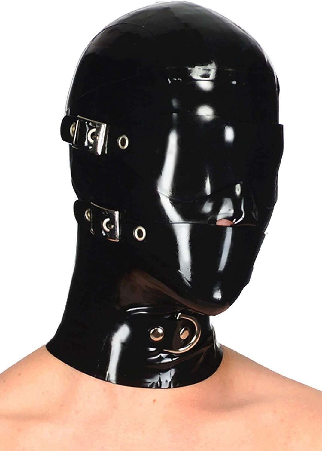 Cagoule en Latex, masque facial complet en caoutchouc, couvercle  détachable, masque pour les yeux, personnalisé, collier Bdsm 0.4MM, retenue  | Rakuten