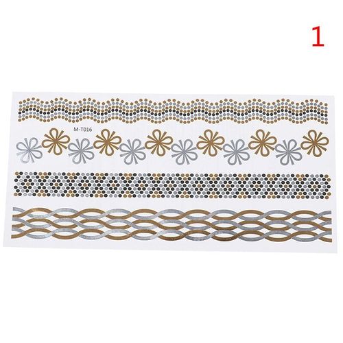 Autocollant De Tatouage Métallique Doré Pour Hommes Et Femmes, 1 Pièce, Art Corporel, Bracelet À Chaîne, Faux Bijoux, Tatouage Temporaire Étanche, Style D'été 