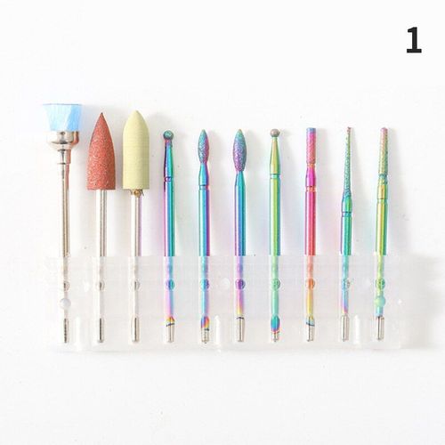 1 Set Arc-En-Ciel Fraise Fraise Diamantée Clou Trépans Rotatifs Cuticule Propre Exfoliant Outil De Polissage Ongles Forets 