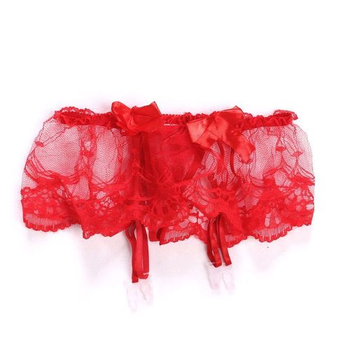 Jarretelles En Dentelle Sexy Pour Femmes, String, Porte-Jarretelles, Ensemble De Bas, Lingerie Avec N¿Ud Papillon