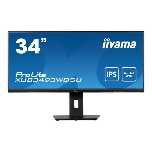 iiyama ProLite XUB3493WQSU-B5 - Écran LED - 34" - 3440 x 1440 UWQHD @ 75 Hz - ADS-IPS - 400 cd/m² - 1000:1 - 4 ms - 2xHDMI, DisplayPort - haut-parleurs - noir mat