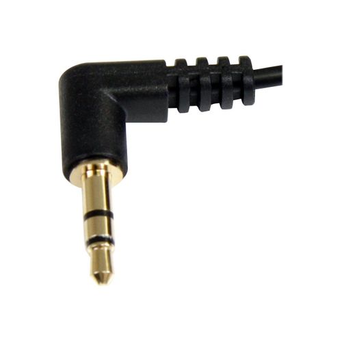 StarTech.com Câble audio stéréo Slim 3,5 mm à angle droit de 30 cm - M/M - Câble audio - mini-phone stereo 3.5 mm mâle pour mini-phone stereo 3.5 mm mâle - 30 cm - noir - connecteur à angle droit