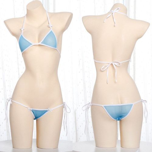 Micro Bikini Pour Écolière Japonaise, Maillot De Bain Bleu, Sexy, Cosplay Pour Femmes, Ensemble De Lingerie Kawaii, Sous-Vêtements De Nuit