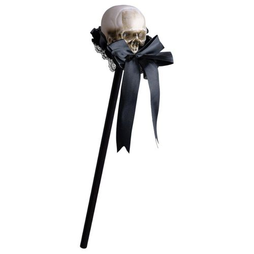 Sceptre Crâne Tête Mort Dentelle Satin Noir