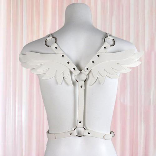 Angel Wings Harness Women Set Pink Pu Leather Garter Belt Gothic Suspender Body Bondage Waist Thigh Strap Sexy Lingerie Cage