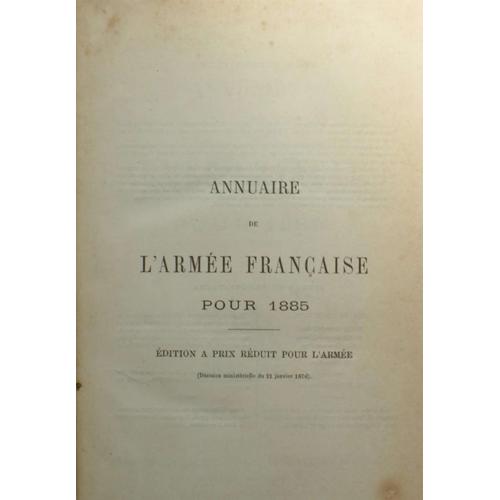 Annuaire De L'armée Française Pour 1885