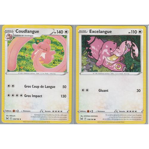 2 Cartes Pokemon - Coudlangue 139/196 + Excelangue 138/196 - Eb11 Origine Perdue -