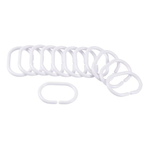 Paris Prix - Lot De 12 Anneaux De Rideau De Douche "Vitamine Ii" 6cm Blanc