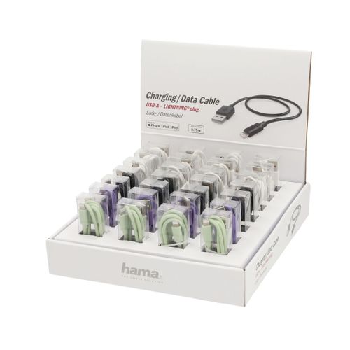 Hama 00187244 Câble Lightning 0,75 M Noir, Vert, Violet, Blanc