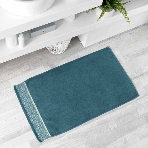 Paris Prix - Tapis De Bain Jacquard "Belina" 50x85cm Bleu