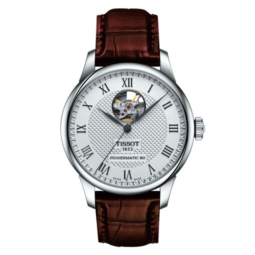 Montre Tissot Le Locle powermatique 80 open heart cuir marro