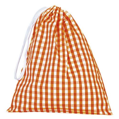 Sac à dos en toile - REF SNACK - orange et blanc à carreaux