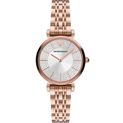 Montre Emporio Armani À Deux Aiguilles En Acier Inoxydable Doré Rose Ar11446 32 Mm