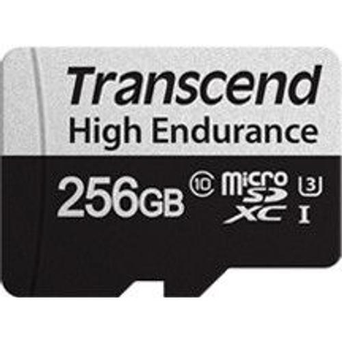 Transcend 350V - Carte mémoire flash (adaptateur SD inclus(e)) - 256 Go - UHS-I U3 / Class10 - microSDXC UHS-I