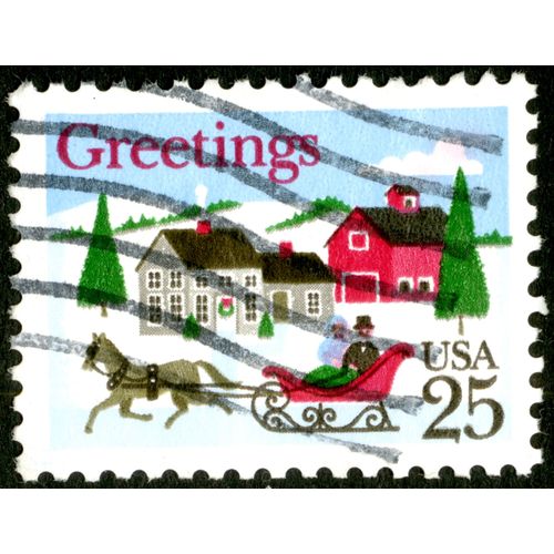 Timbre Oblitéré Usa 25 Greetings