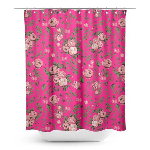 S4sassy Rose Feuilles Et Begonia Floral Rideau De Douche Imprimé Imperméable Décoratif Crochets Rideaux-60 X 84 Pouces