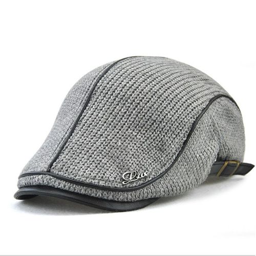 Béret Casquette Chaud Tricoté Homme, Chapeau Plat, Style Anglais Peaky Blinders , Ajustable , Visières, Casquette Vintage , Automne Hiver / Gris