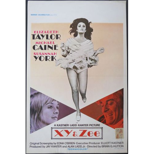 Une Belle Tigresse - X Y & Zee * Brian G Hutton - Film 1971 - Affiche De Cinéma Originale Belge - 54x35 Cm - Movie Poster * Elizabeth Taylor ; Michael Caine ; Susannah York