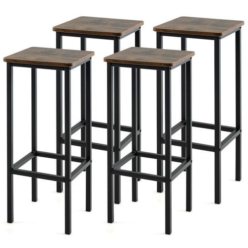 Costway Lot De 4 Tabourets De Bar Industriels De 72 Cm De Haut, Sans Dossier Avec Pieds En Métal Pour Maison, Cafés, Pubs