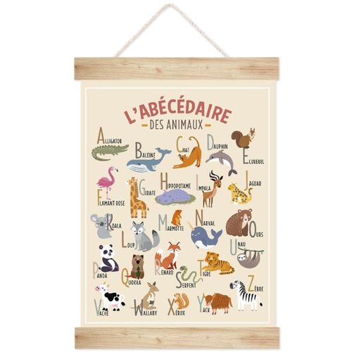 Kakemono abécédaire animaux en bois
