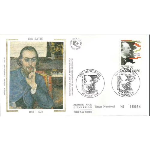 France 1992, Très Belle Enveloppe 1er Jour, Timbre Yvert 2748 - Erik Satie - Compositeur Français.