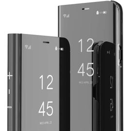 Compatible Avec Xiaomi Mi 11 Coque Cover Mirror Design Clear View Maquillage Protection Flip Pc + Pu Case For Xiaomi Mi 11 Flip Mirror: Qh Noir