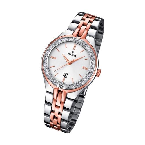 Festina Montre Femme F16868/2 Montre-Bracelet En Acier Inoxydable Tendance Argent Or Rose Uf16868/2