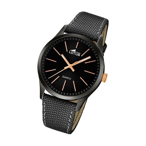 Montre Homme Lotus L18165/2 Montre-Bracelet En Cuir/Textile Minimaliste Noir Ul18165/2
