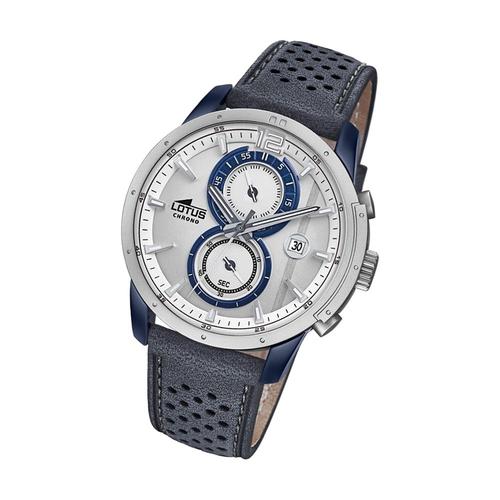 Montre Homme Lotus Chrono Sport L18367/1 Montre Bracelet Cuir Khrono Bleu Ul18367/1