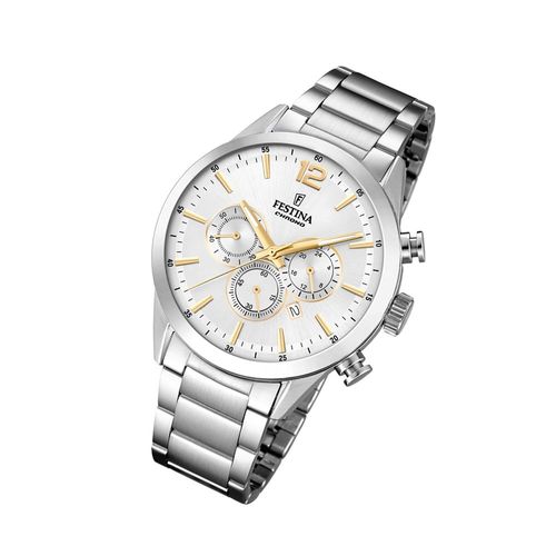 Festina Montre Homme F20343/1 Montre-Bracelet En Acier Inoxydable Chronographe Argent Uf20343/1