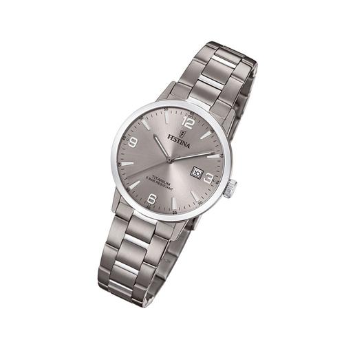 Festina Montre Pour Femme F20436/2 Élégant Bracelet En Titane Montre Classique Argent Uf20436/2