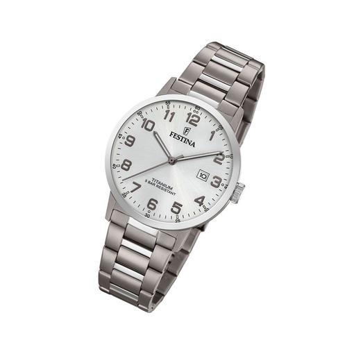 Festina Montre Homme F20435/1 Montre Bracelet Analogique En Titane Argent Classique Uf20435/1