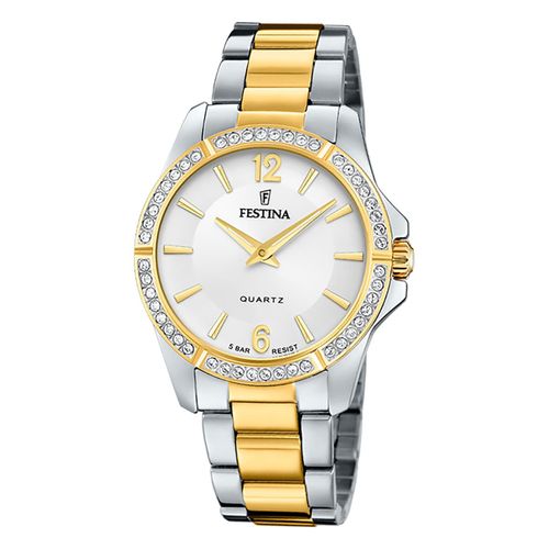 Montre Femme Festina Acier Inoxydable Argent Or Festina Montre-Bracelet Mademoiselle Uf20594/1