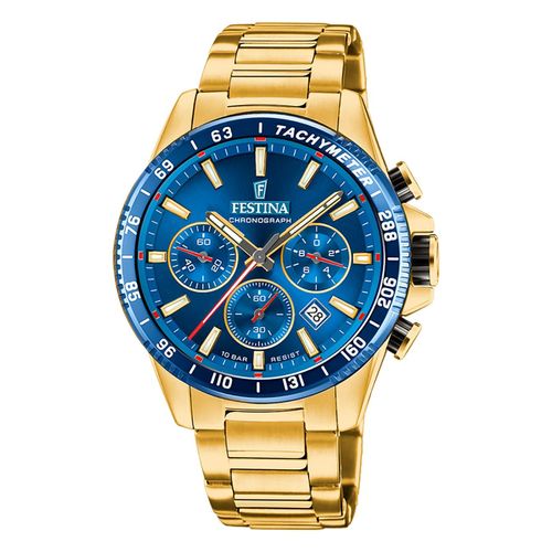 Festina Montre Homme Acier Inoxydable Or Timeless Chronographe Montre-Bracelet Uf20634/3