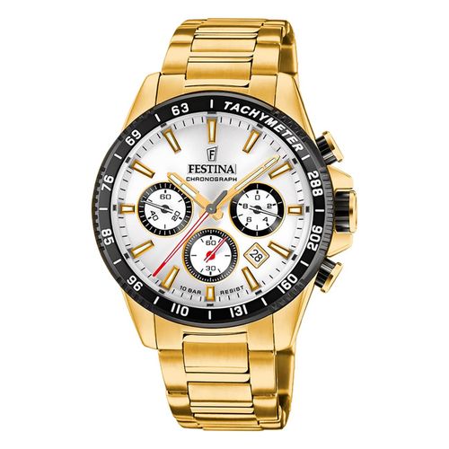 Festina Montre Homme Acier Inoxydable Or Timeless Chronographe Montre-Bracelet Uf20634/1