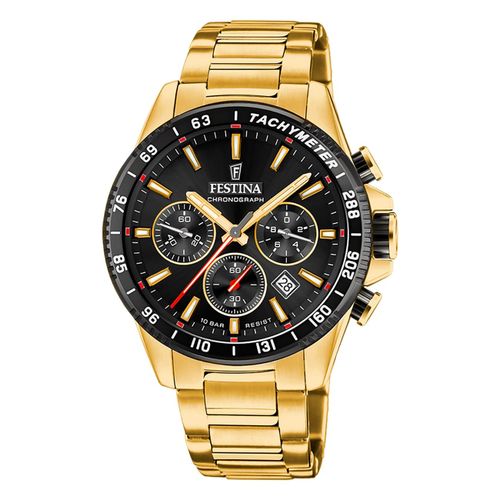 Festina Montre Homme Acier Inoxydable Or Timeless Chronographe Montre-Bracelet Uf20634/5