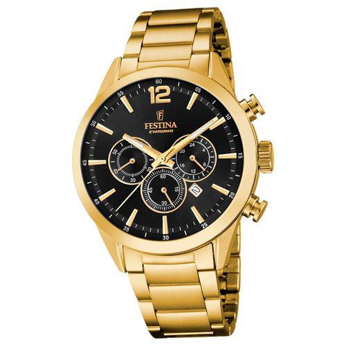 Festina Montre Homme Acier Inoxydable Or Timeless Chronographe Montre-Bracelet Uf20633/3
