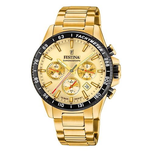 Festina Montre Homme Acier Inoxydable Or Timeless Chronographe Montre-Bracelet Uf20634/6