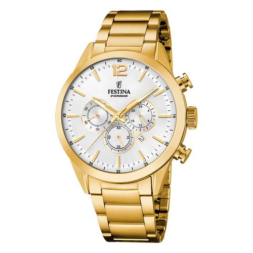 Festina Montre Homme Acier Inoxydable Or Timeless Chronographe Montre-Bracelet Uf20633/1