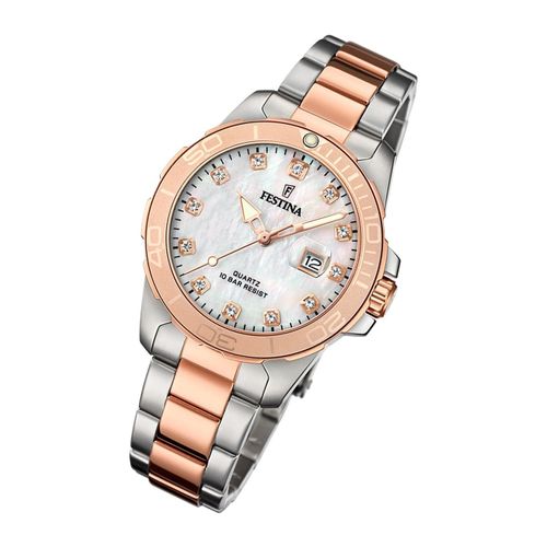 Festina Montre Femme F20505/1 Montre-Bracelet En Acier Boyfriend Argent Rose Uf20505/1